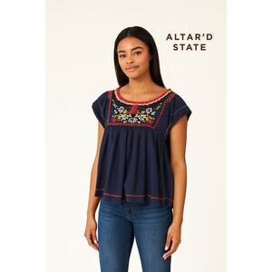 Altar’d State Indigo Blue Boho Top Sz.  L